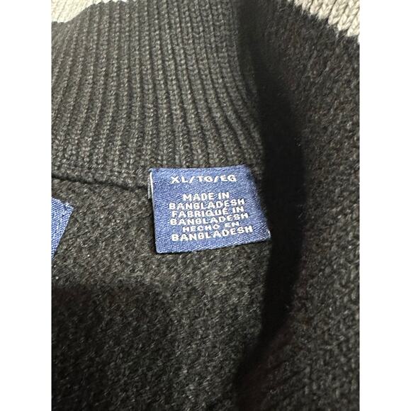 Chaps Men’s Pullover Sweater Quarter Zip American Black XL NWT Casual Preppy - Picture 5 of 11